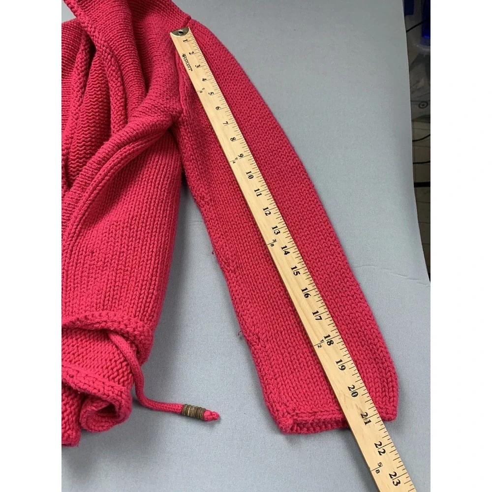 Pure‎ Handknit Womens Cardigan Small Pink Wrap Cozy Valentines Day Chunky Knit